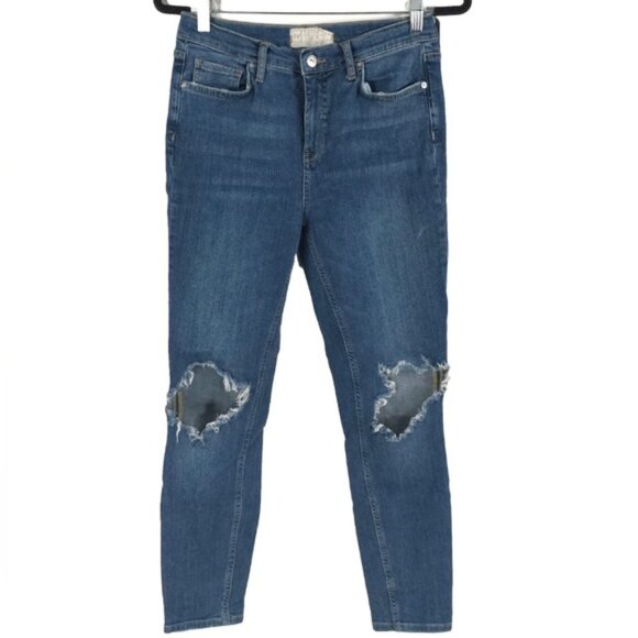 FREE PEOPLE Skinny Destroyed Big Holes Stretch‎ Denim Jeans Size 28 - Picture 2 of 10